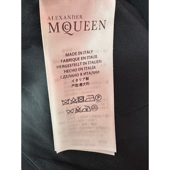 Alexander McQueen Brocade Black Green Cocktail Fit Flare Mini Dress Sz 38 US XS - Picture 12 of 16